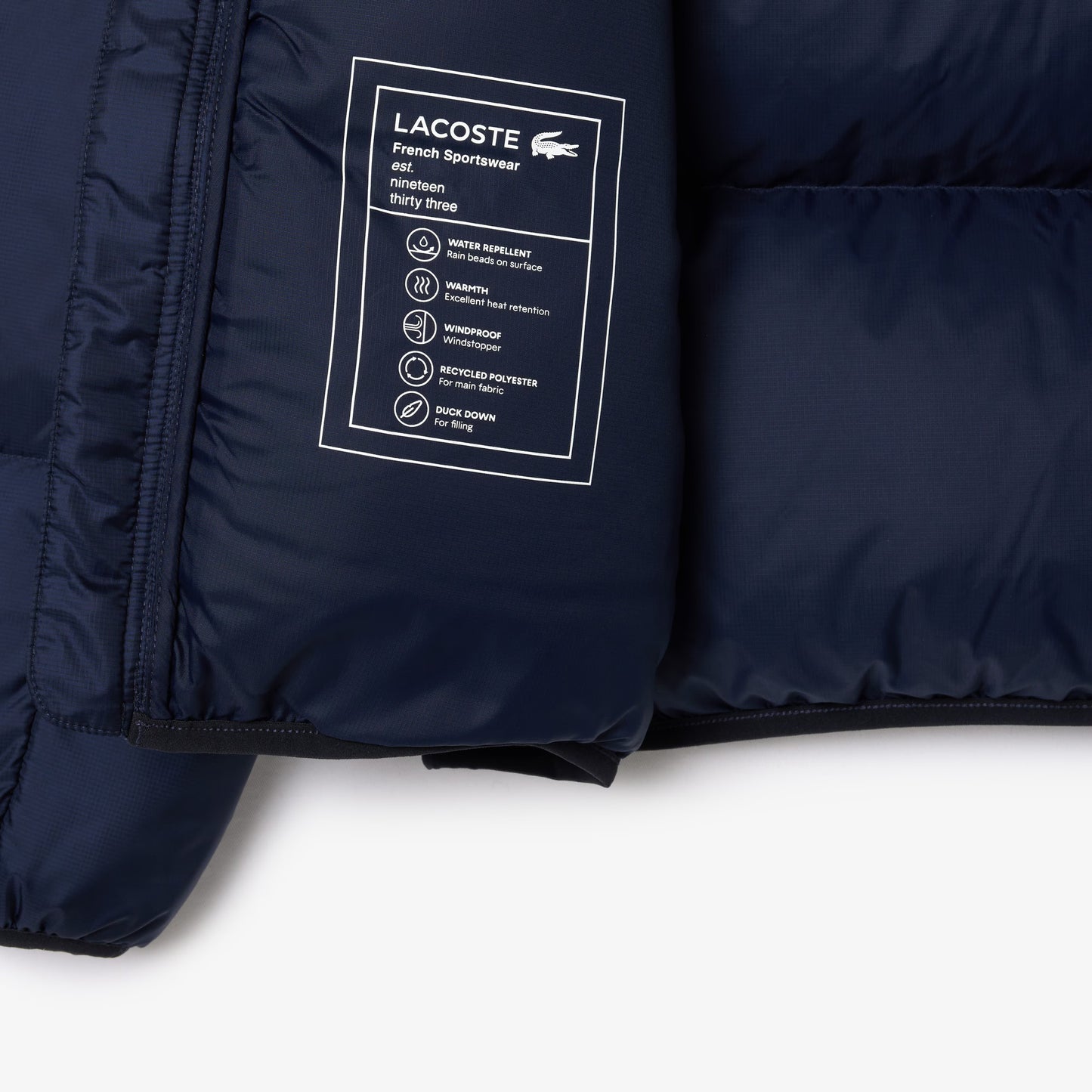 LACOSTE Blusão acolchoado impermeável curto e com capuz - CARISMAstore