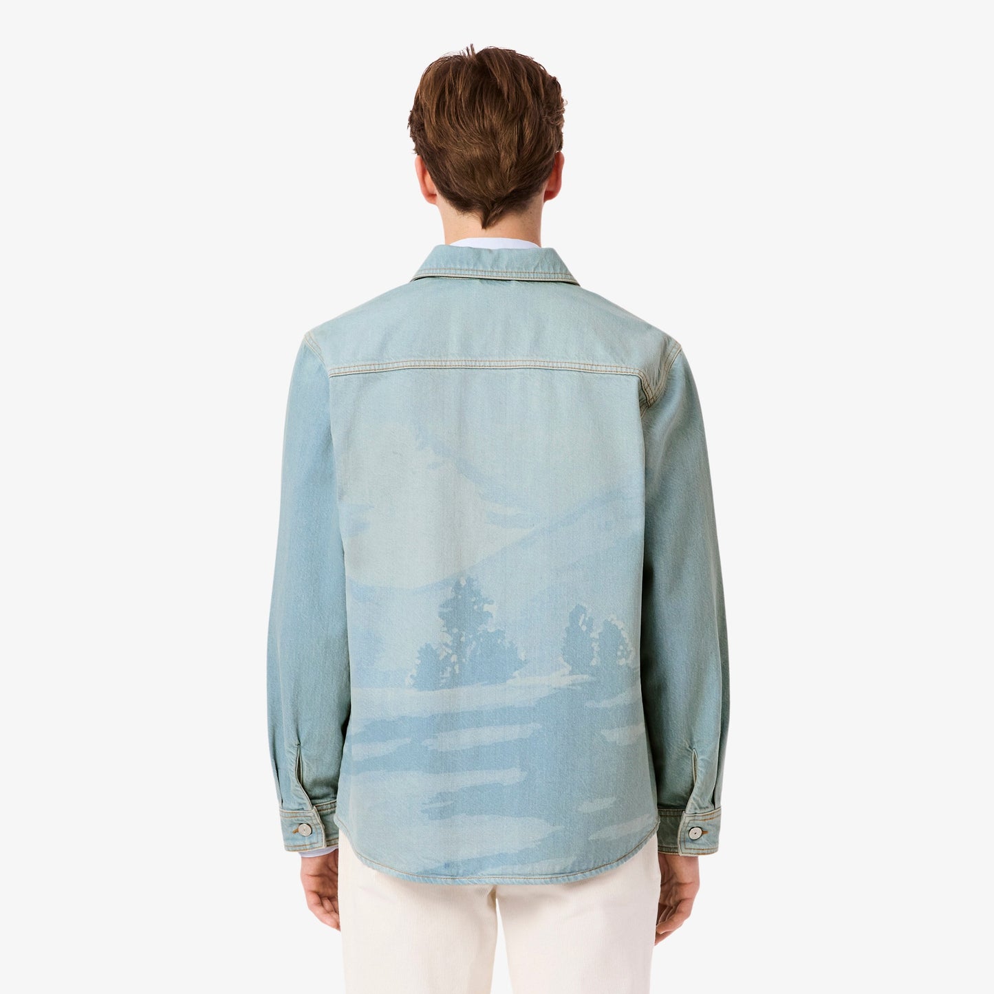 LACOSTE Overshirt de ganga com padrão de paisagem