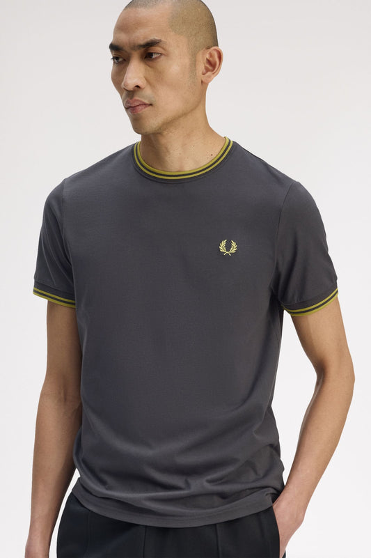 FRED PERRY T-shirt com borda com ponto descontínuo dupla - CARISMAstore