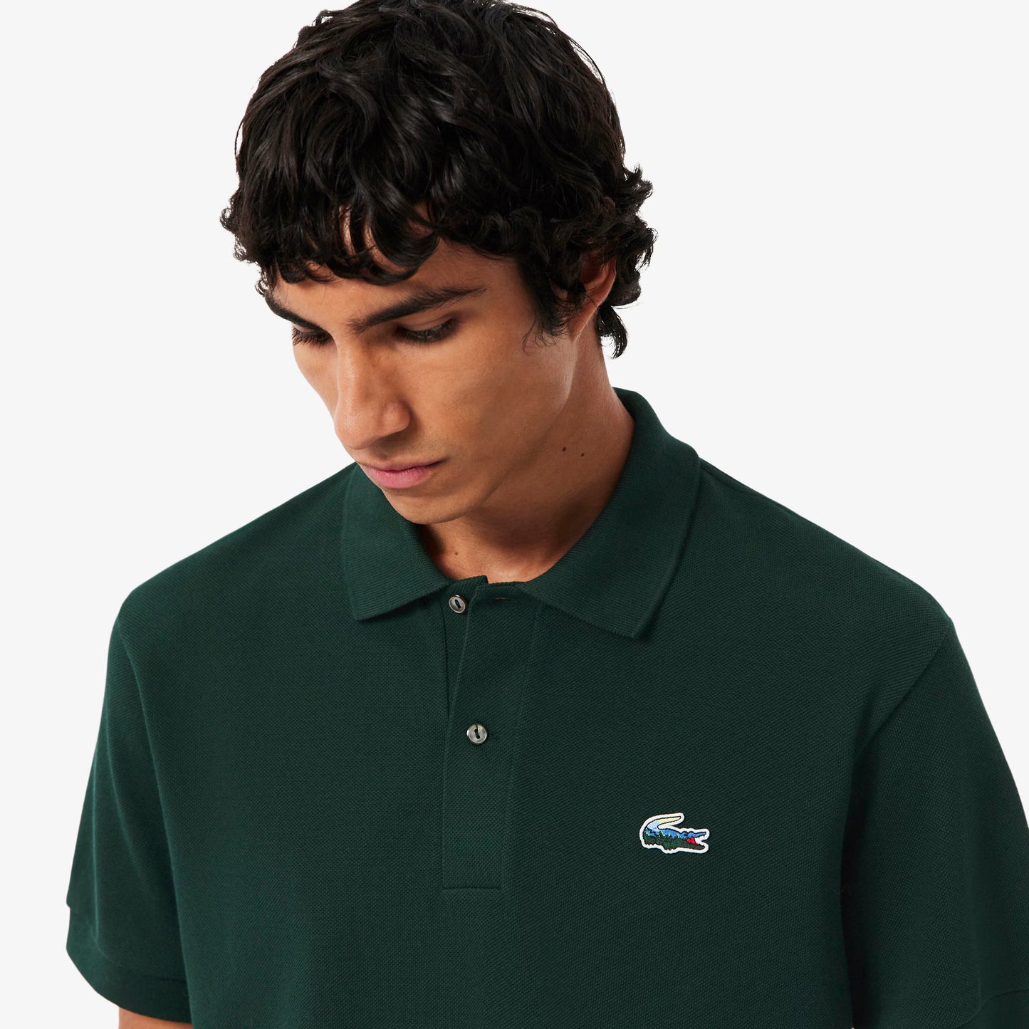 LACOSTE Pólo piqué com crocodilo de paisagem