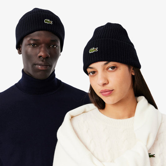 LACOSTE Gorro em malha canelada de lã
