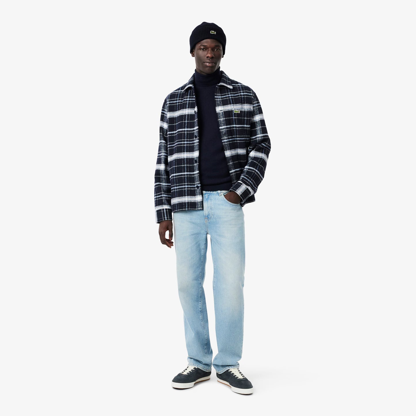 LACOSTE Gorro em malha canelada de lã