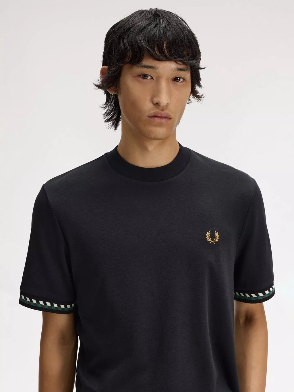FRED PERRY T-shirt com punho em jacquard