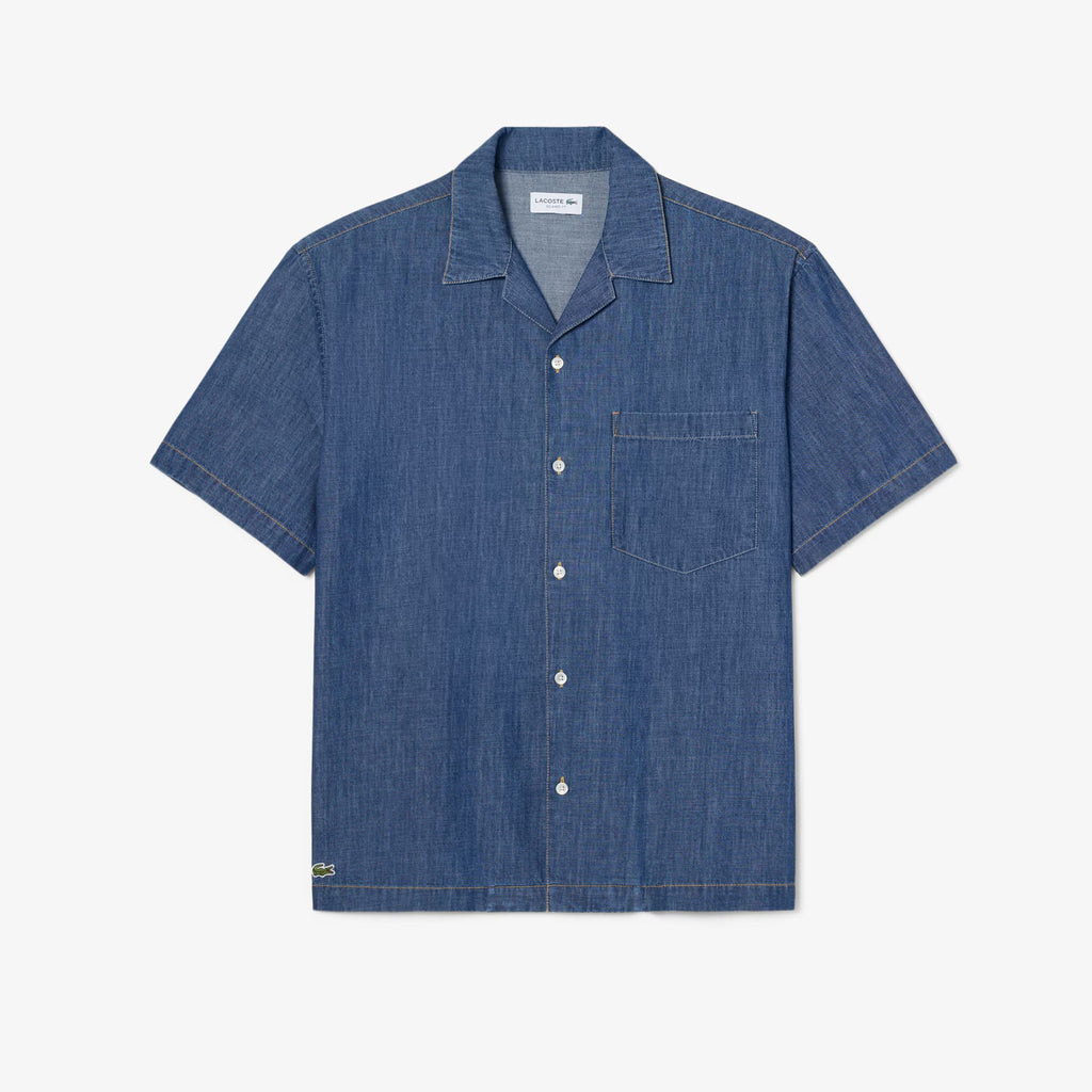 LACOSTE Camisa de ganga com colarinho Aberto