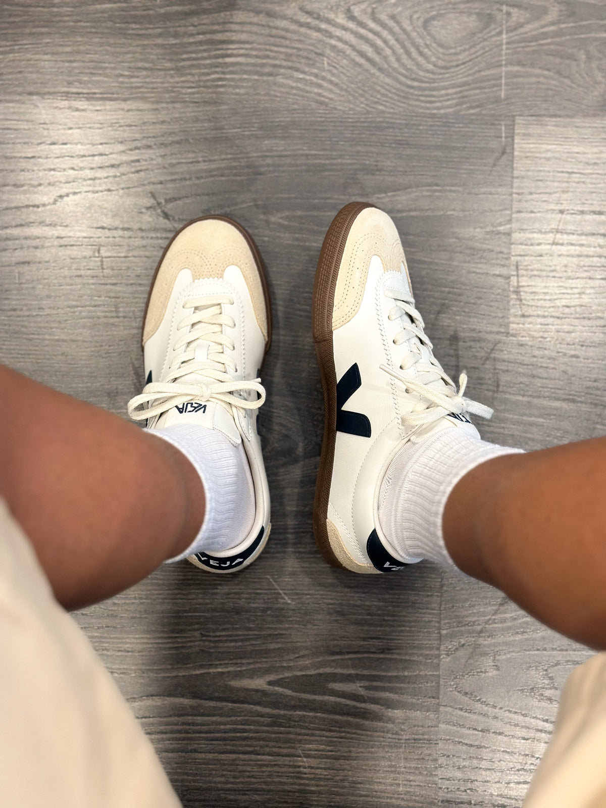 VEJA Sapatilhas volley leather white nautico bark