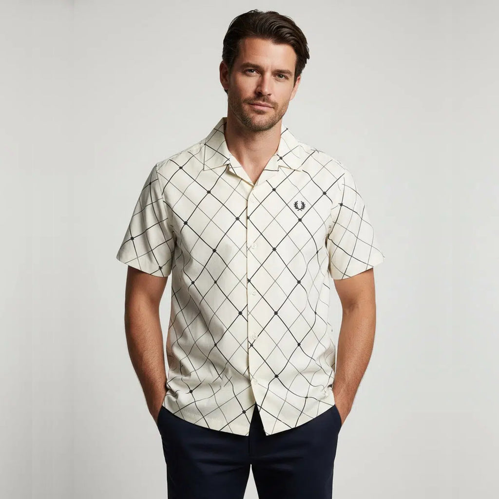 FRED PERRY Camisa argyle cru