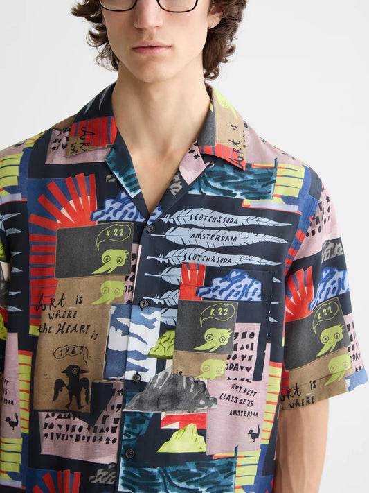 SCOTCH&SODA Camisa de manga curta estampada tencel