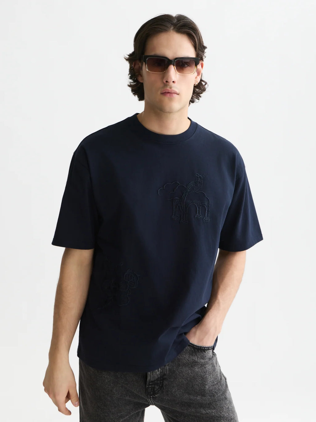 SCOTCH&SODA x Royal Delft T-shirt folgada com bordado