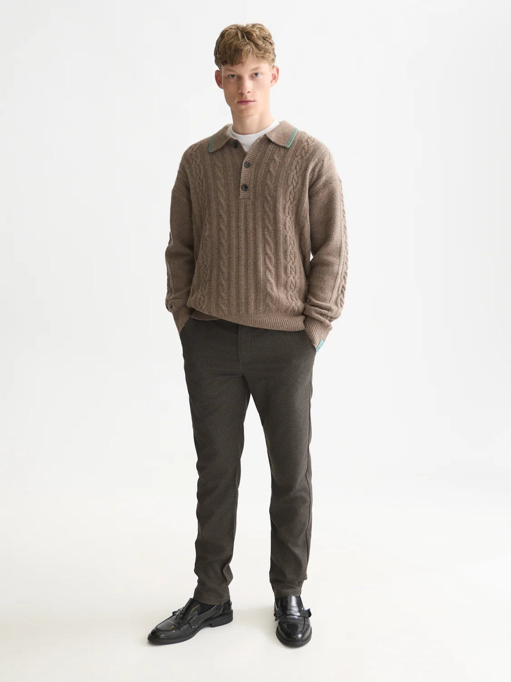 SCOTCH&SODA Polo de lã macia com trama trançada
