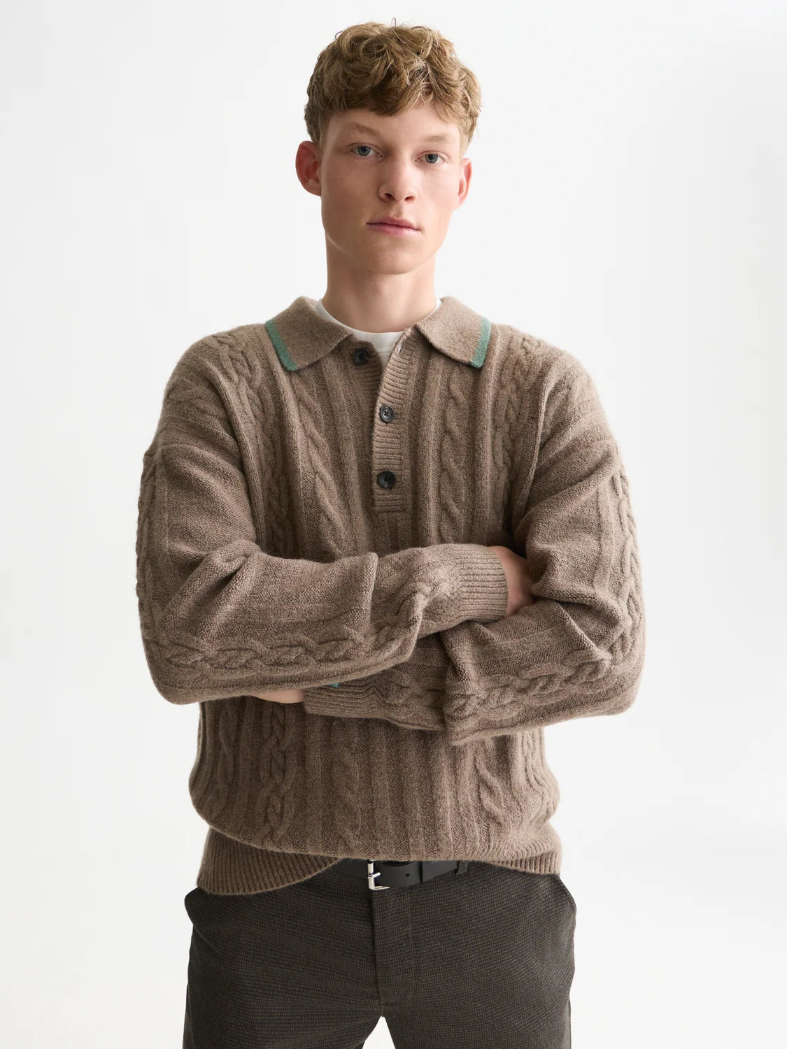 SCOTCH&SODA Polo de lã macia com trama trançada