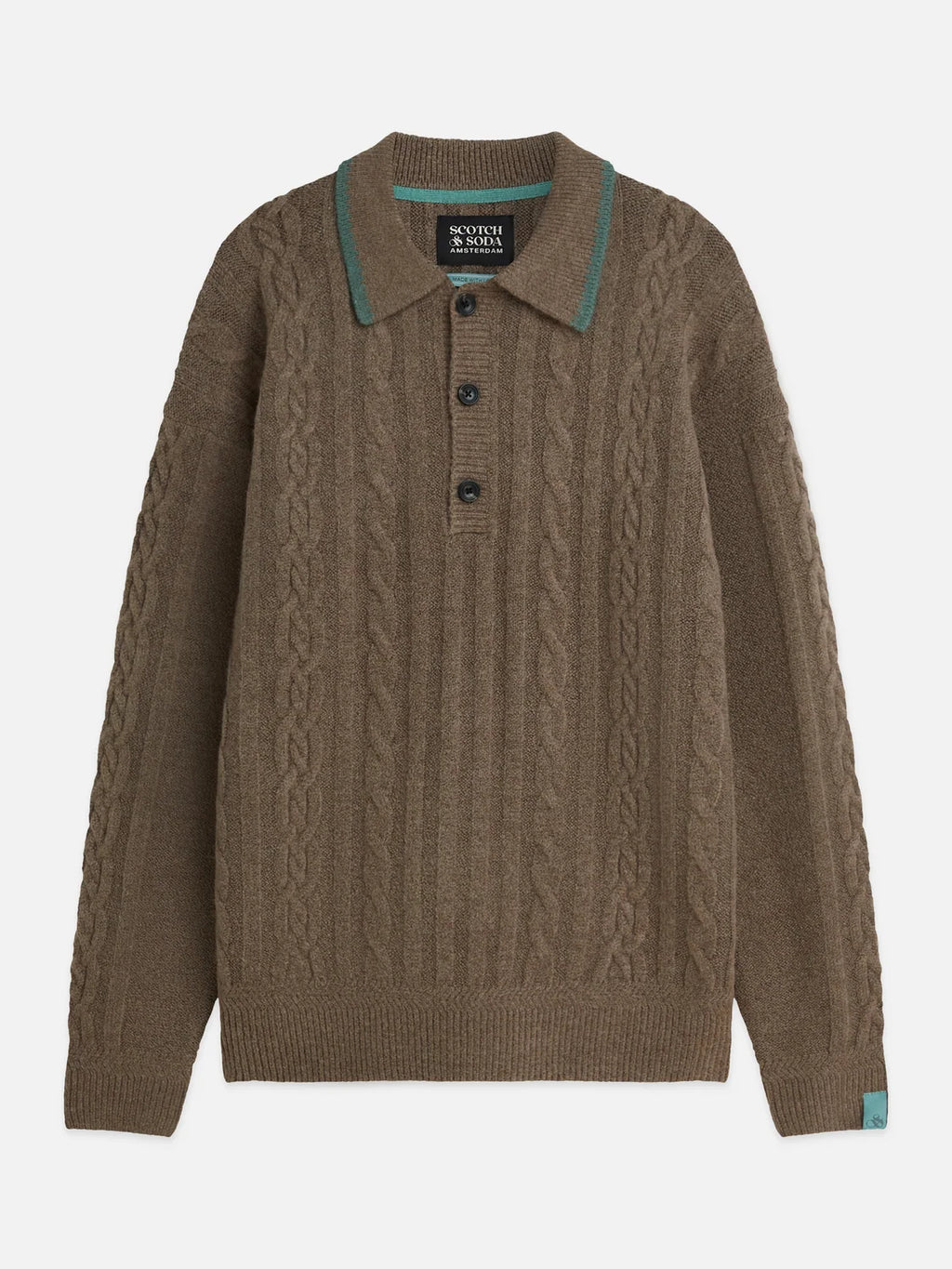 SCOTCH&SODA Polo de lã macia com trama trançada