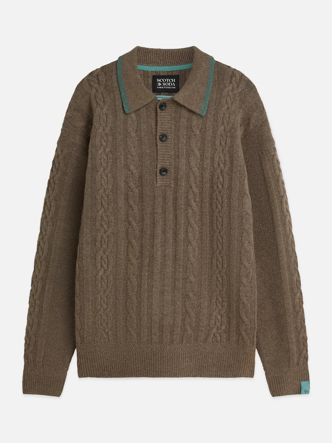 SCOTCH&SODA Polo de lã macia com trama trançada