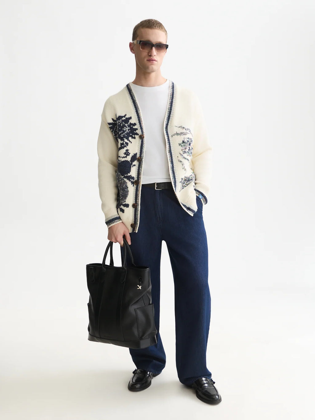 SCOTCH&SODA Cardigan em mistura de algodão com intársia