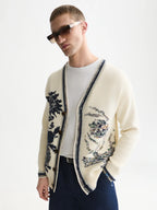 SCOTCH&SODA Cardigan em mistura de algodão com intársia