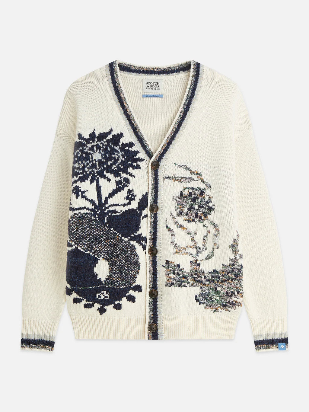 SCOTCH&SODA Cardigan em mistura de algodão com intársia