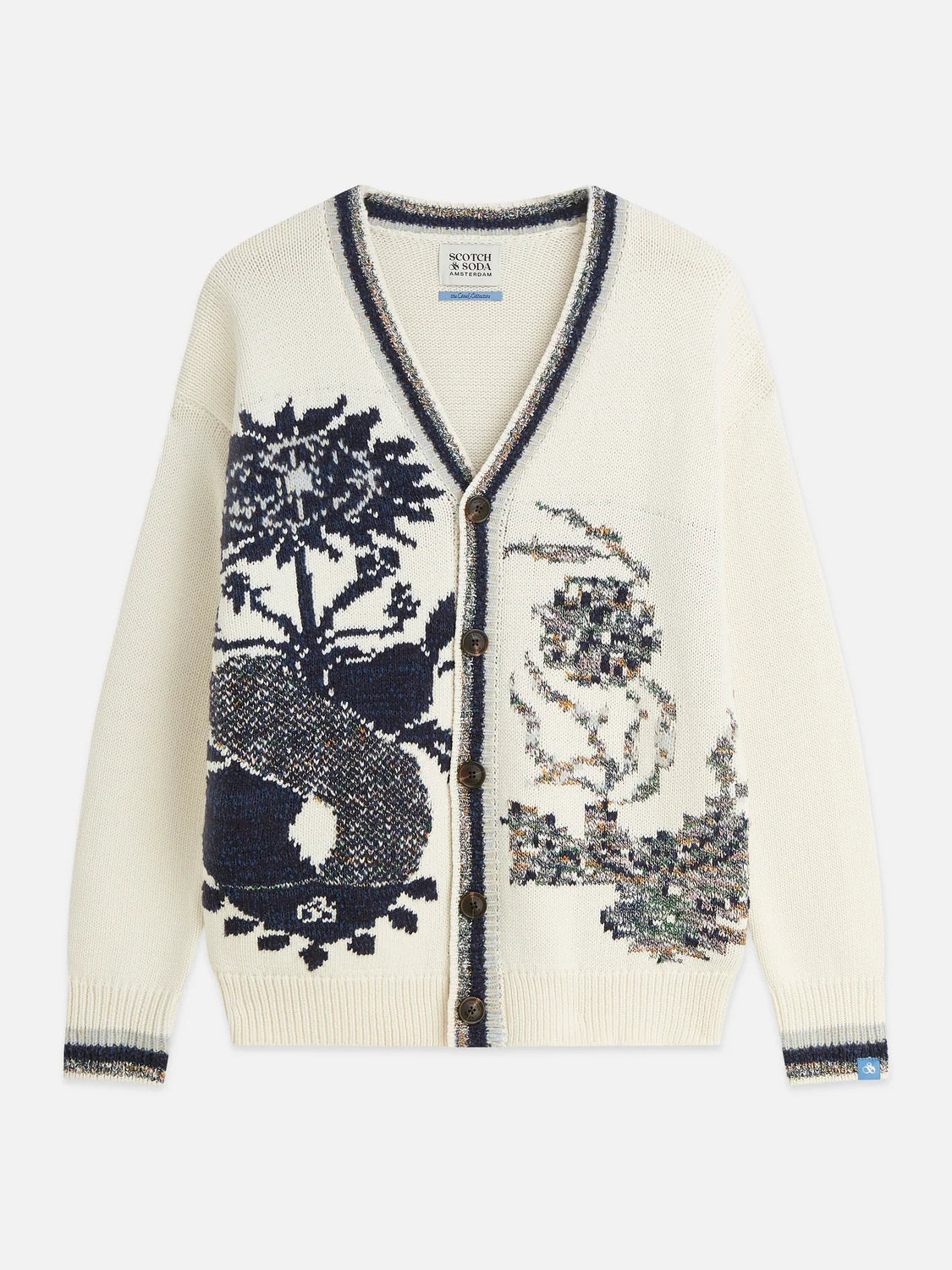 SCOTCH&SODA Cardigan em mistura de algodão com intársia