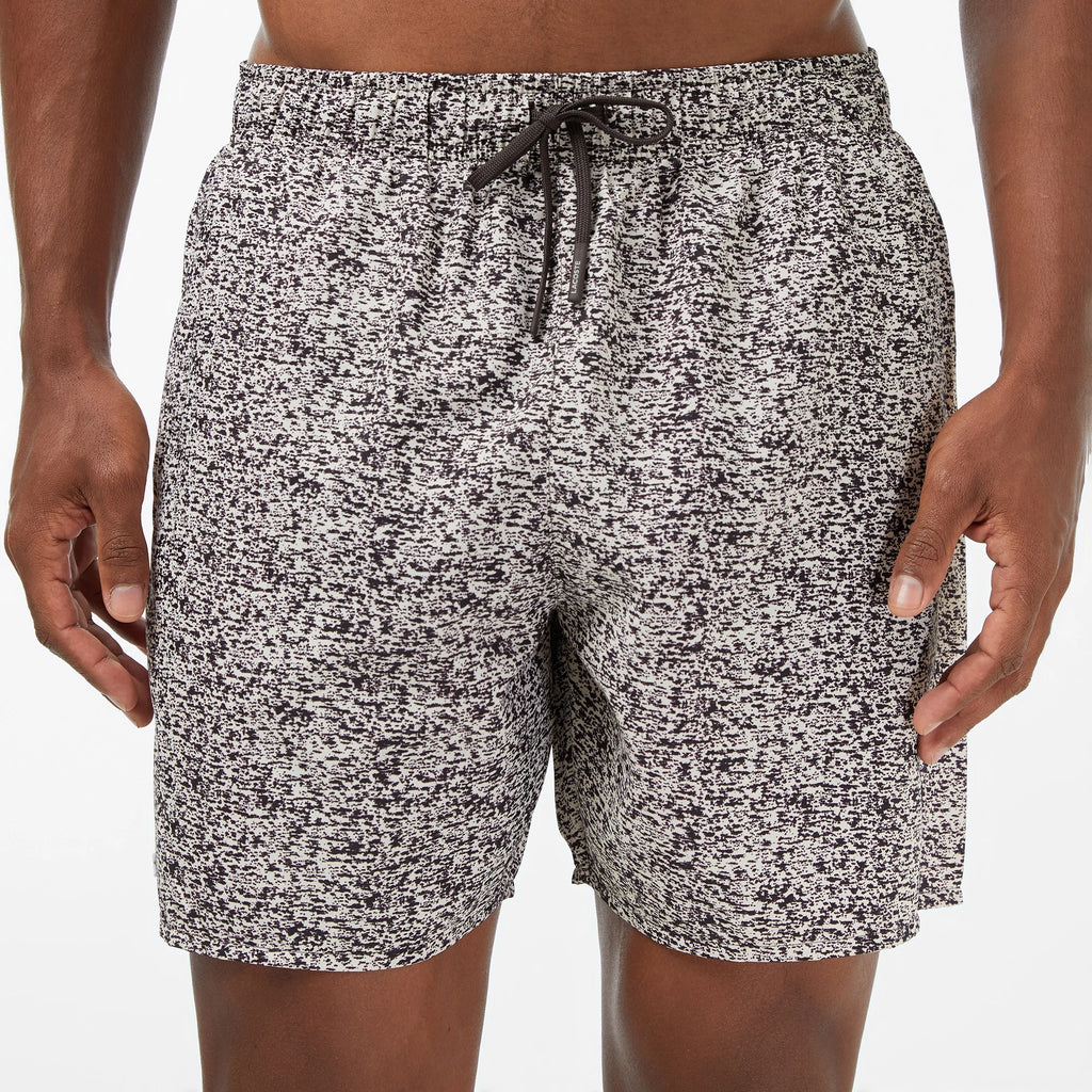 LACOSTE Calções de banho com estampado de comprimento médio