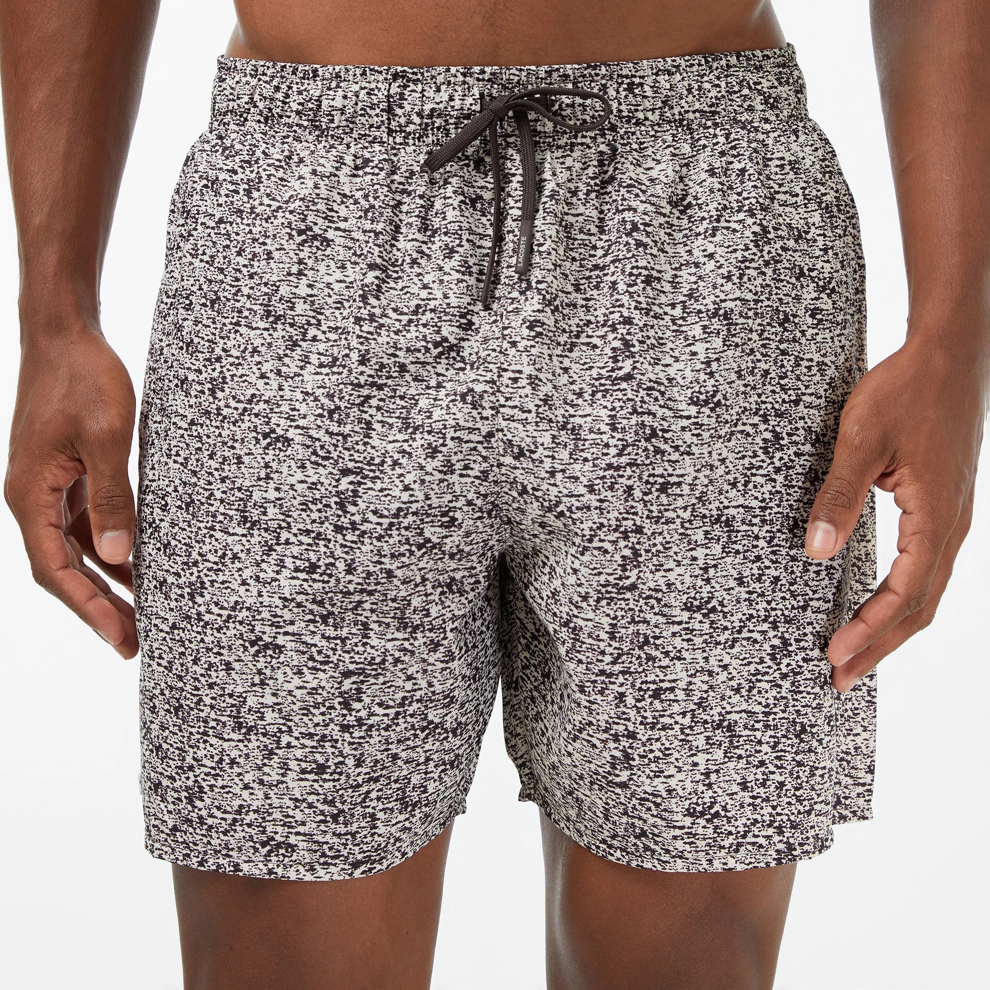 LACOSTE Calções de banho com estampado de comprimento médio