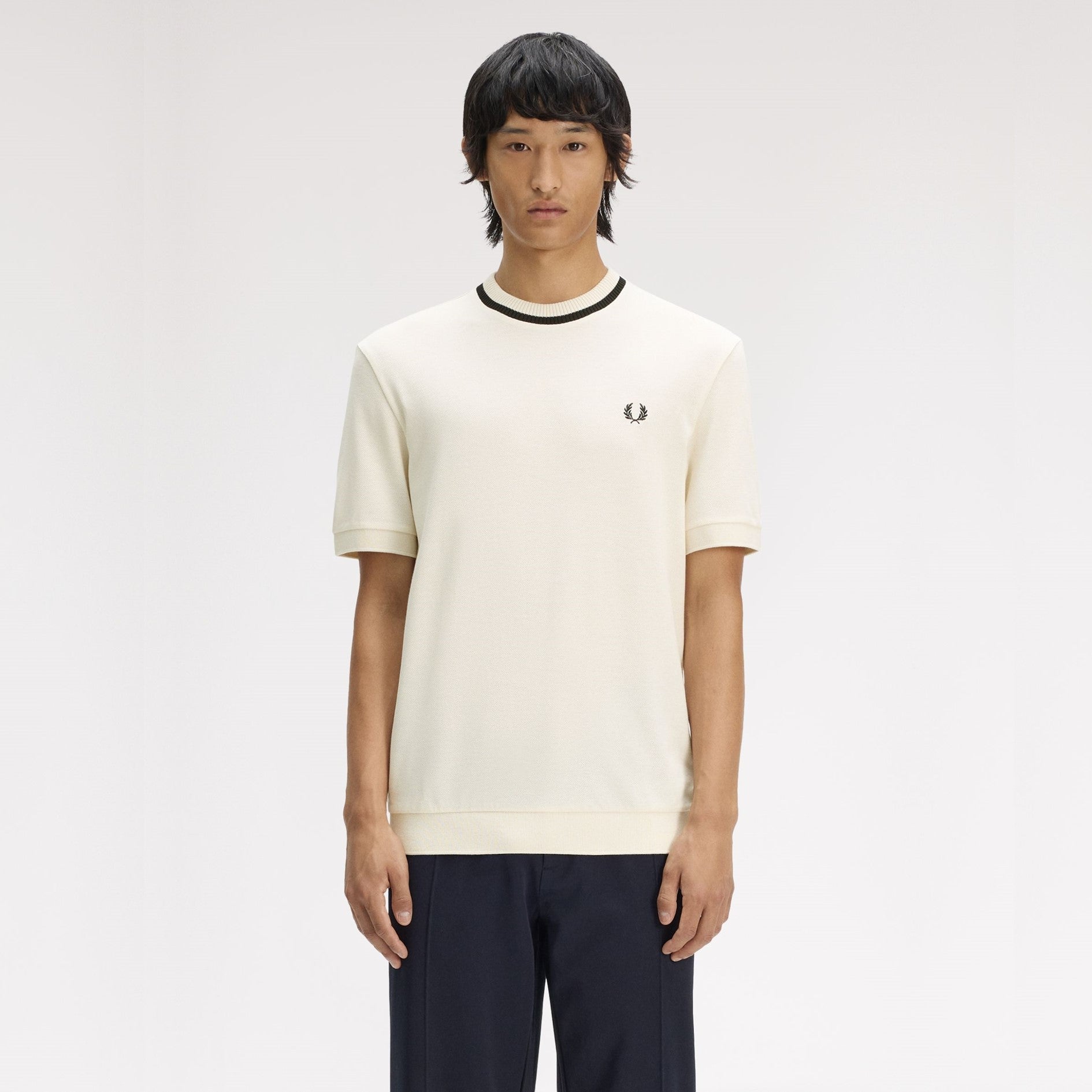 FRED PERRY T-shirt em piqué com gola redonda