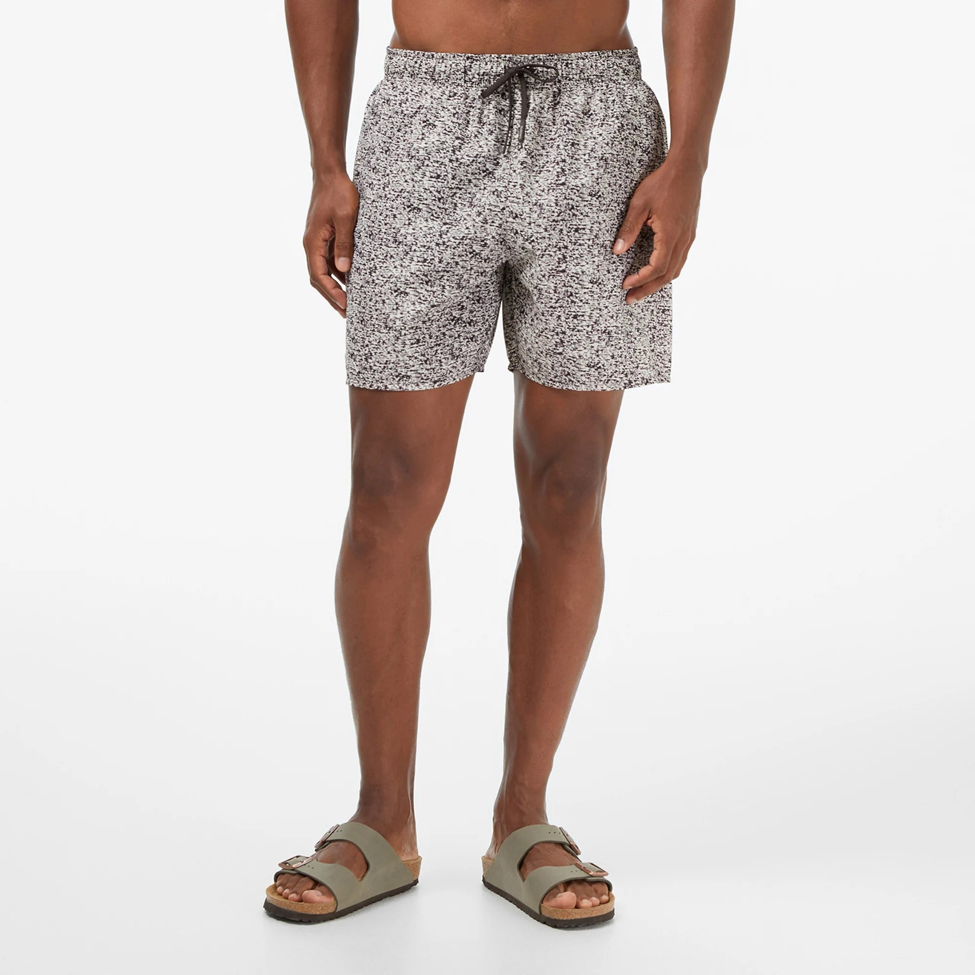 LACOSTE Calções de banho com estampado de comprimento médio