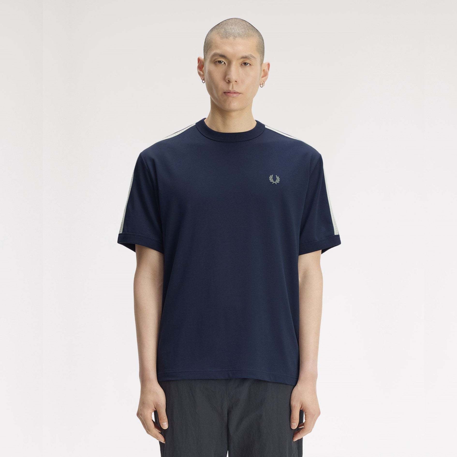 FRED PERRY T-shirt com fita de malha bicolor