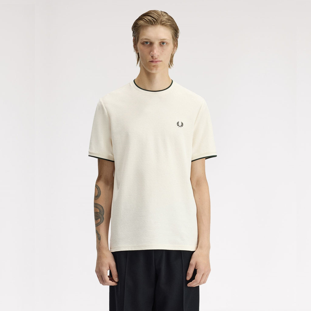 FRED PERRY T-shirt crepe piqué com detalhe de acabamento