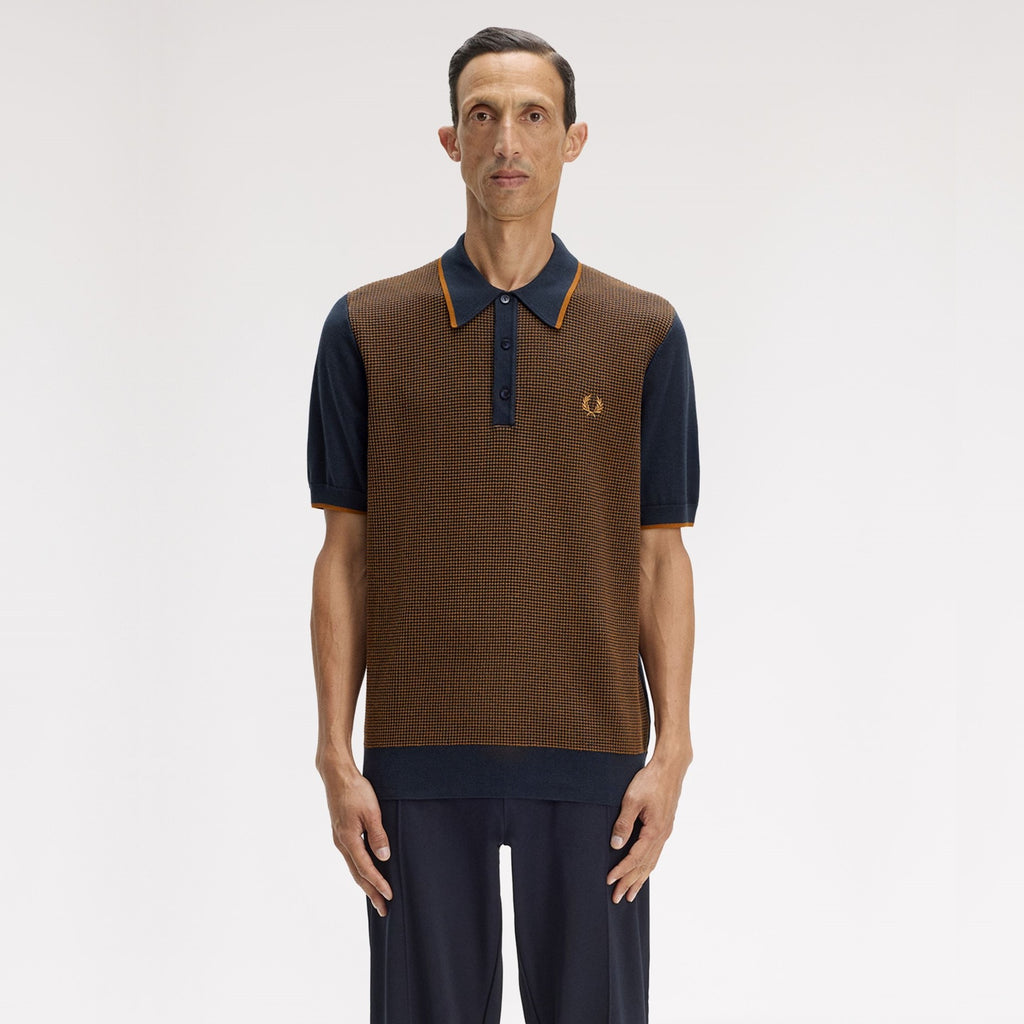 FRED PERRY Polo em malha com losangos tónico