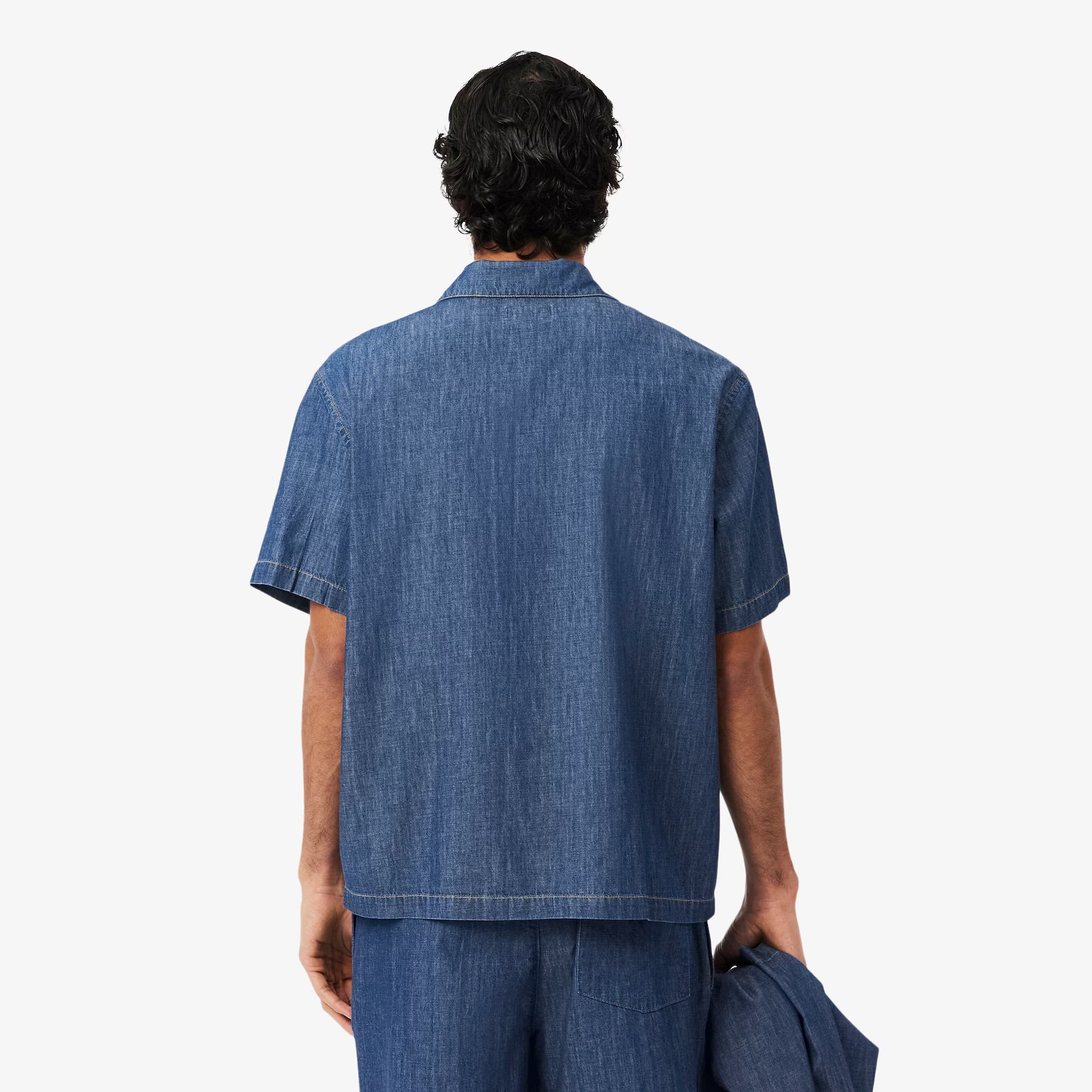 LACOSTE Camisa de ganga com colarinho Aberto