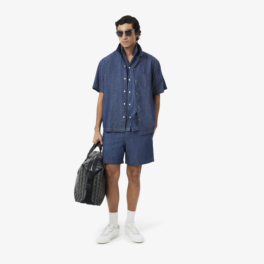 LACOSTE Camisa de ganga com colarinho Aberto