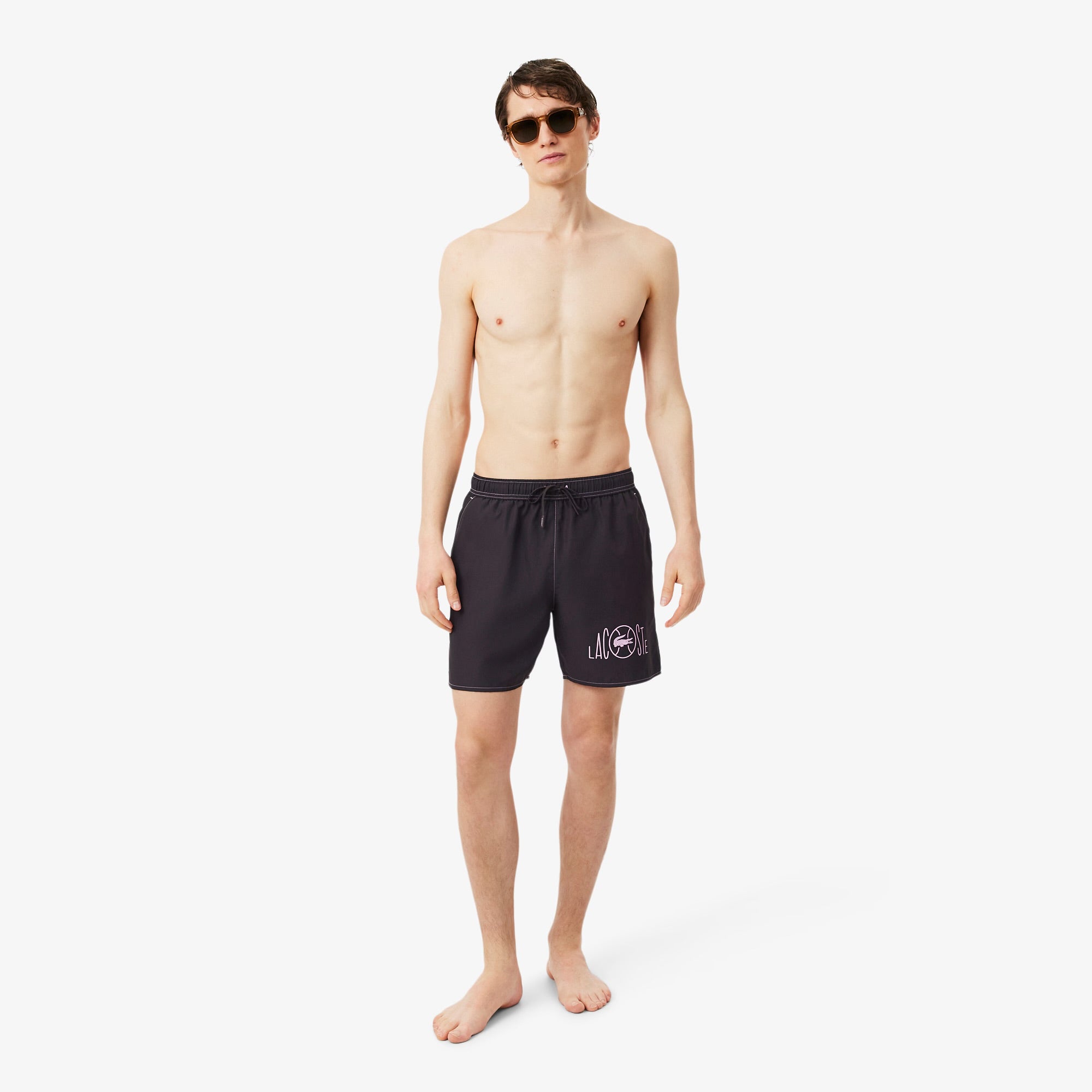 LACOSTE Calções de banho estampado alusivo ao ténis