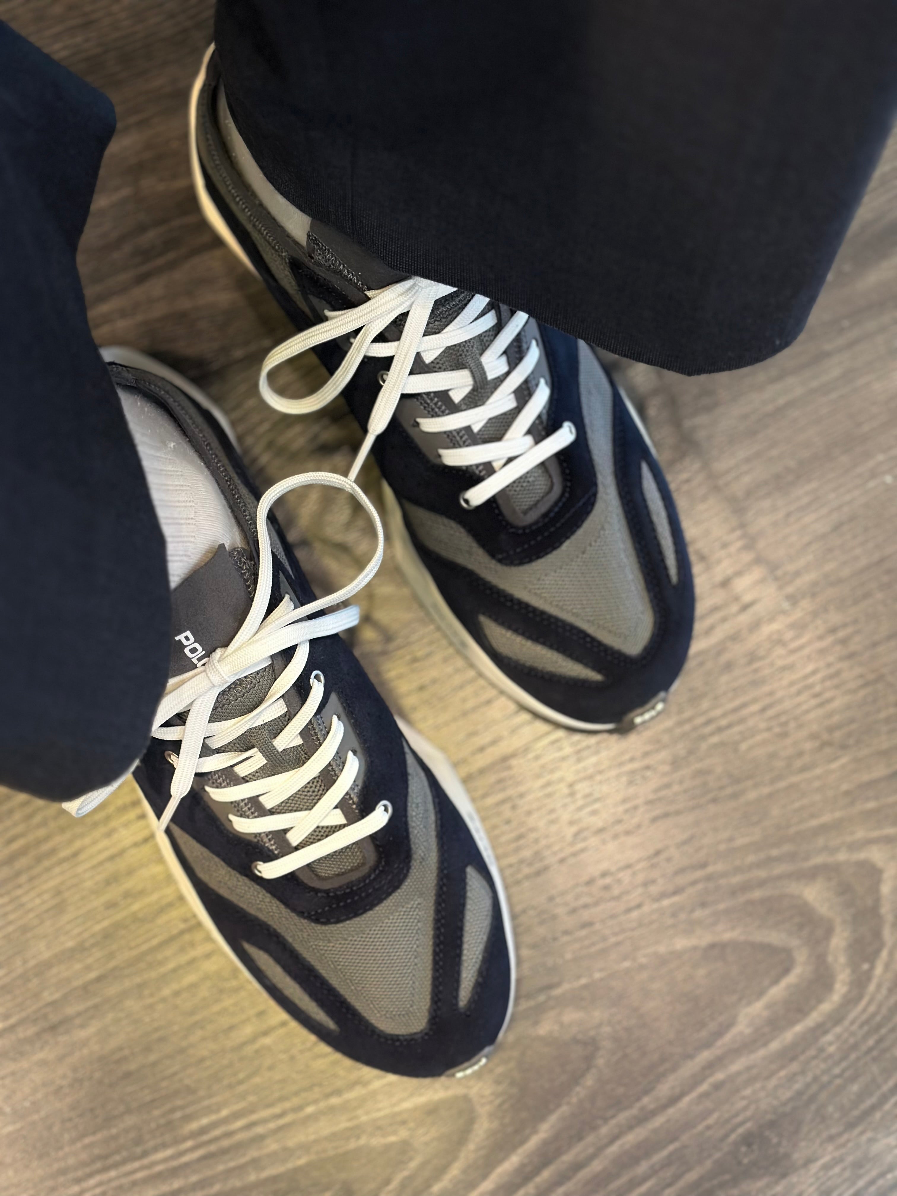 RALPH LAUREN Sapatilhas em malha painéis de pele Boerum