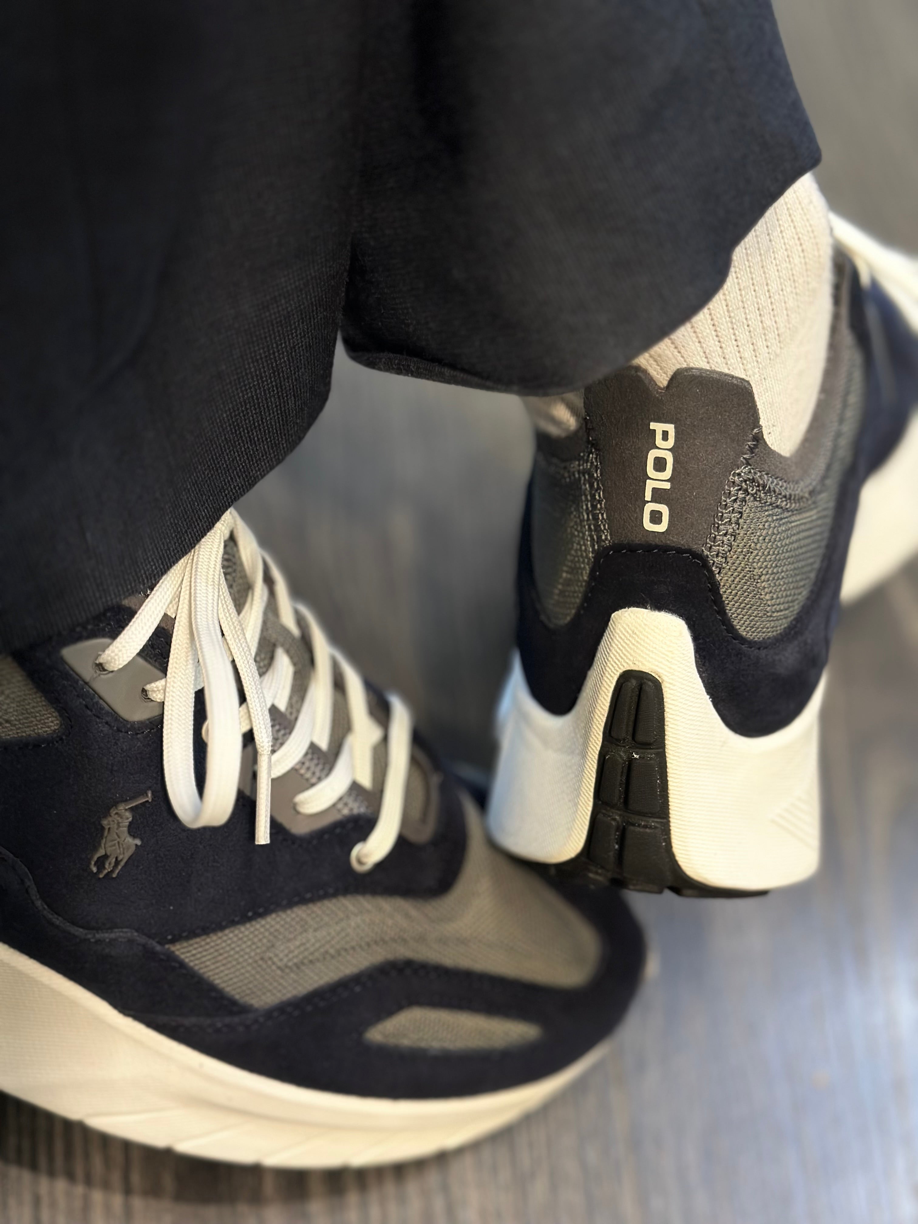 RALPH LAUREN Sapatilhas em malha painéis de pele Boerum