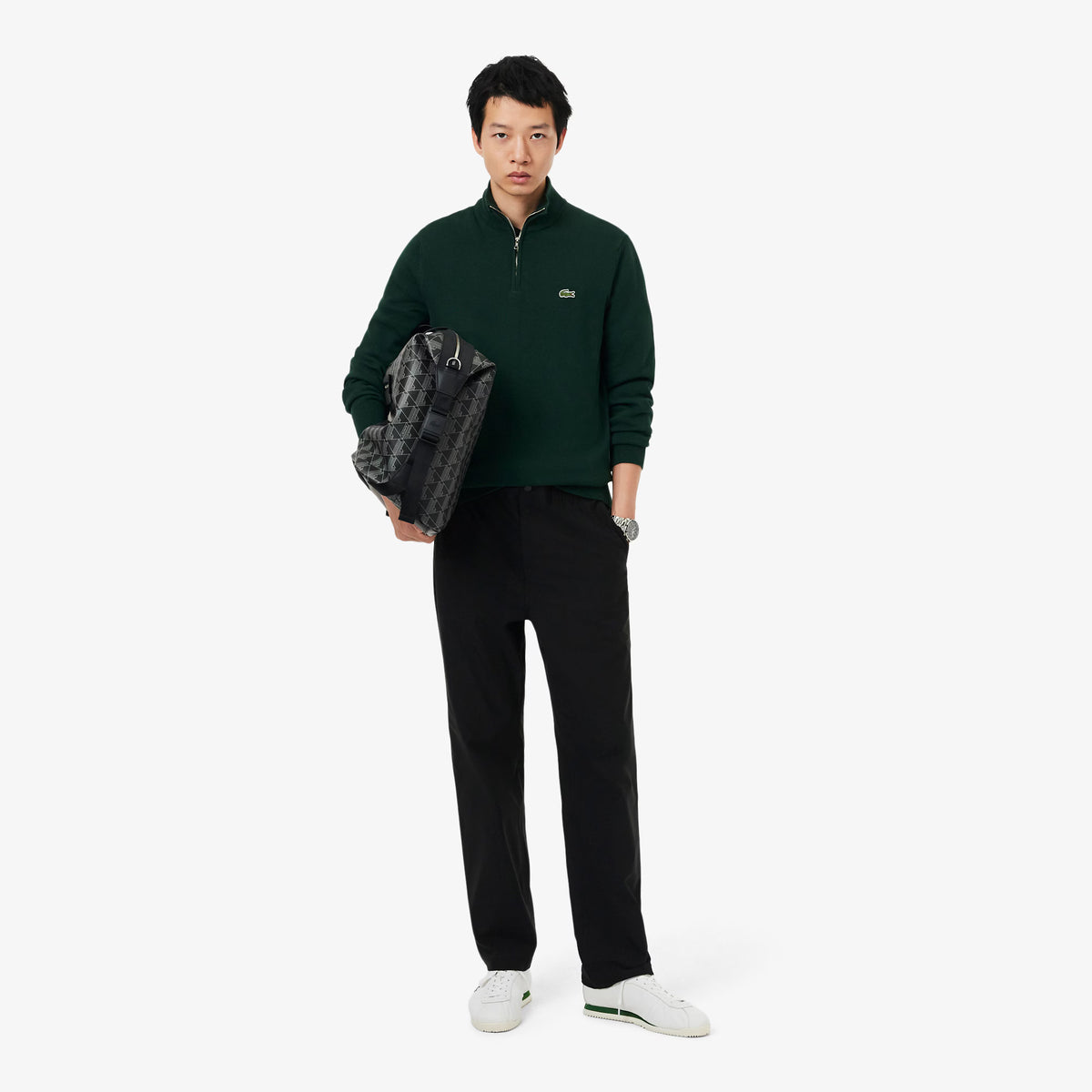 LACOSTE Camisola de gola alta em algodão e com fecho