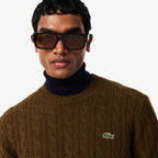 LACOSTE Camisola de malha e de lã cardada com decote redondo