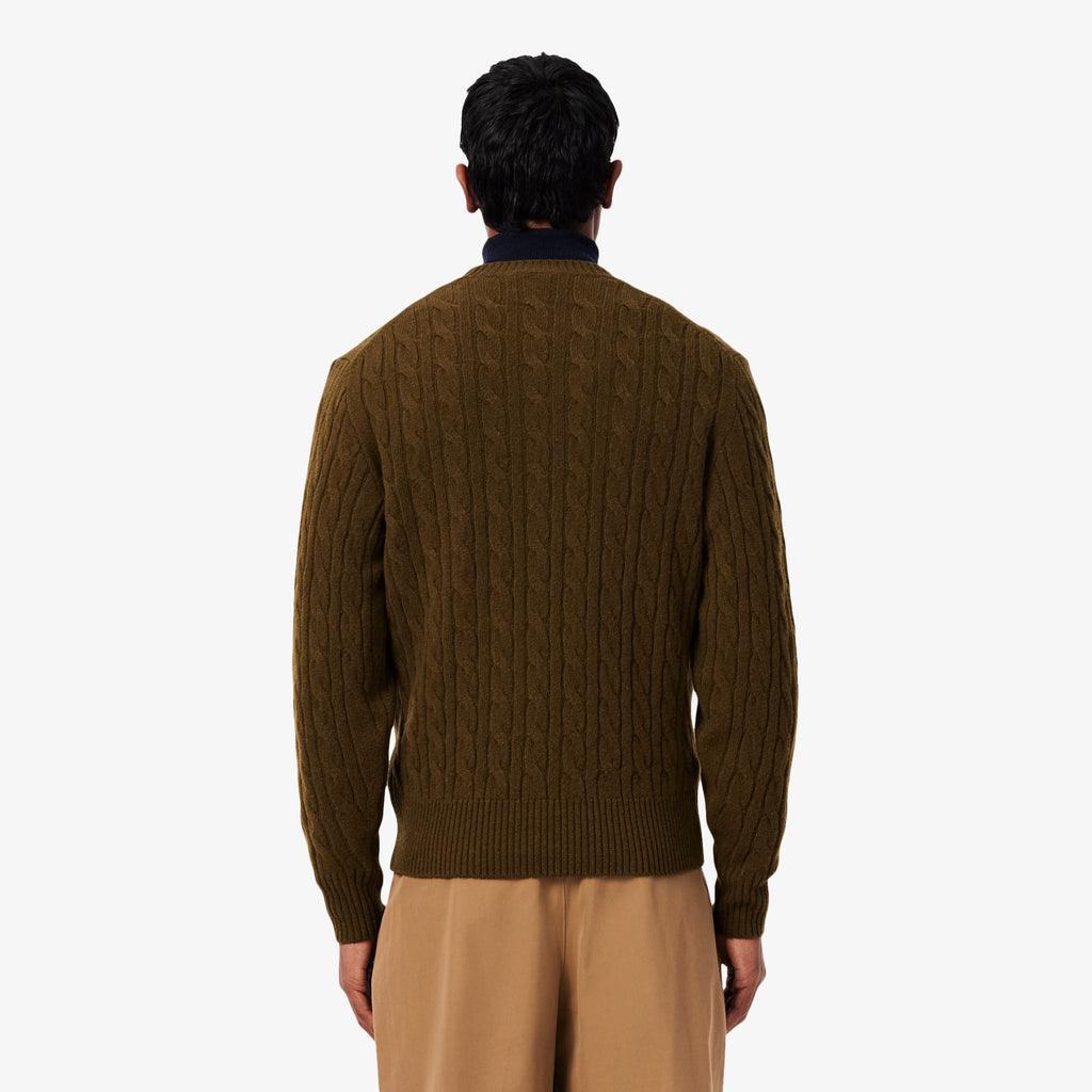 LACOSTE Camisola de malha e de lã cardada com decote redondo