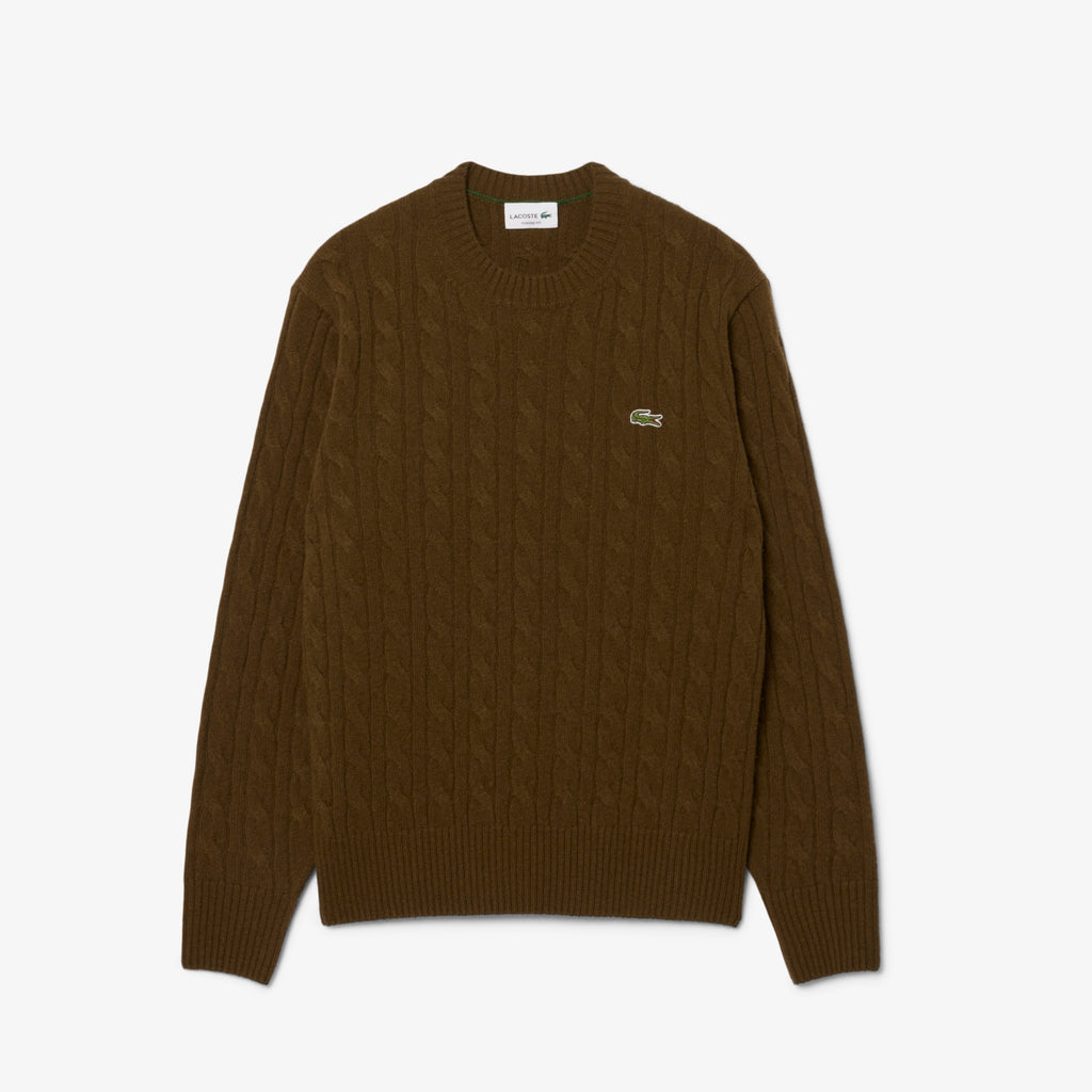 LACOSTE Camisola de malha e de lã cardada com decote redondo