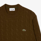 LACOSTE Camisola de malha e de lã cardada com decote redondo