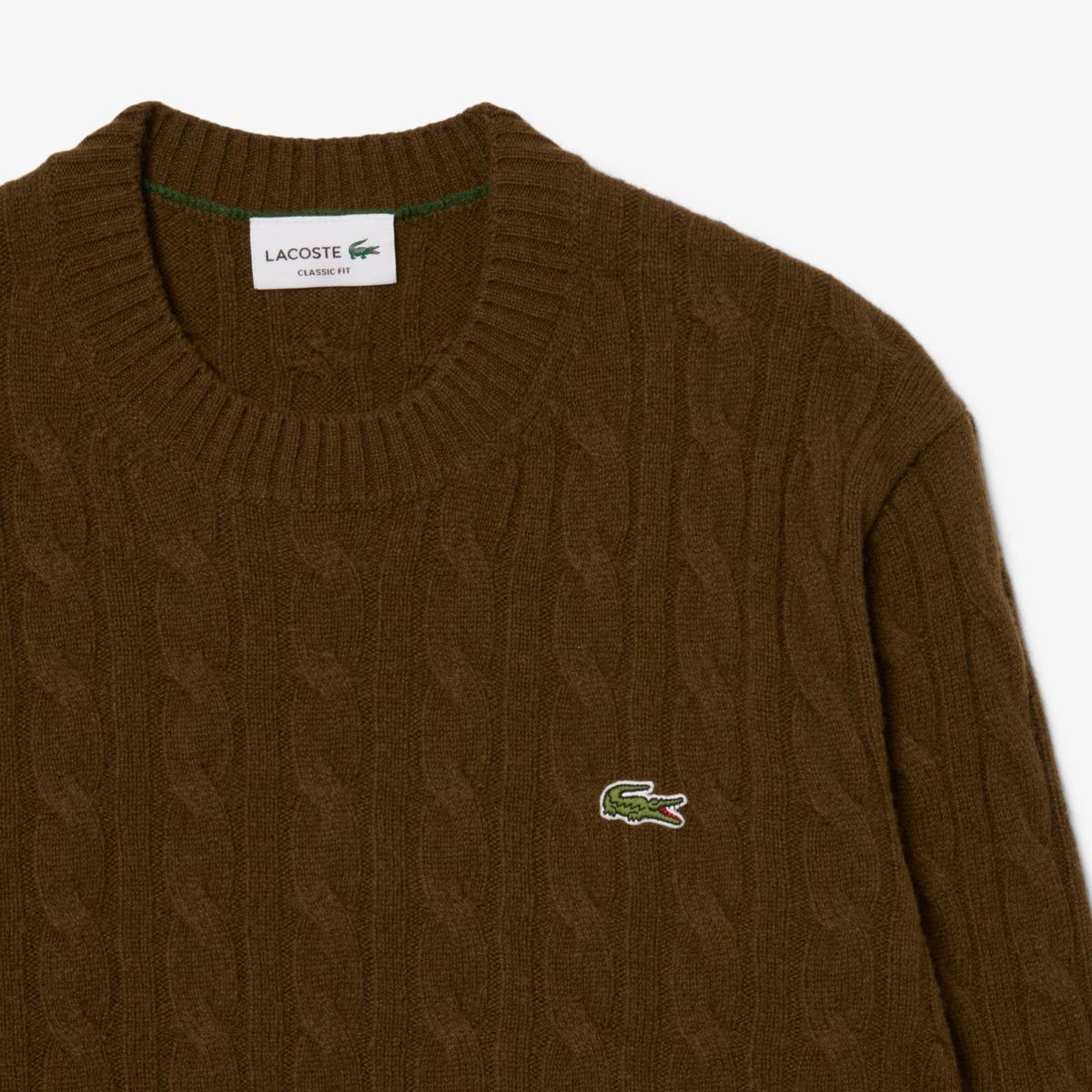 LACOSTE Camisola de malha e de lã cardada com decote redondo