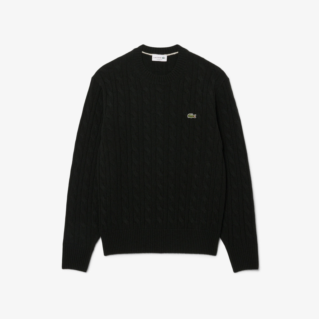 LACOSTE Camisola de malha e de lã cardada com decote redondo