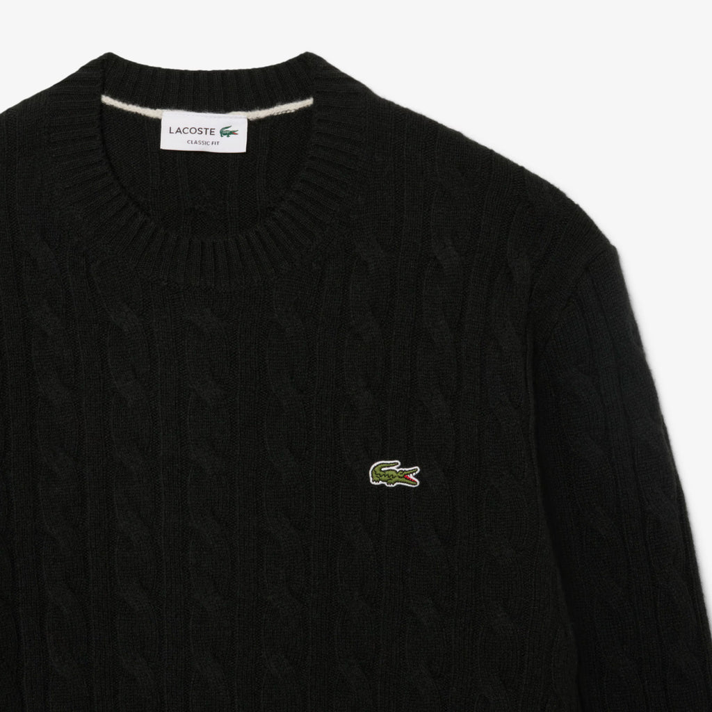 LACOSTE Camisola de malha e de lã cardada com decote redondo