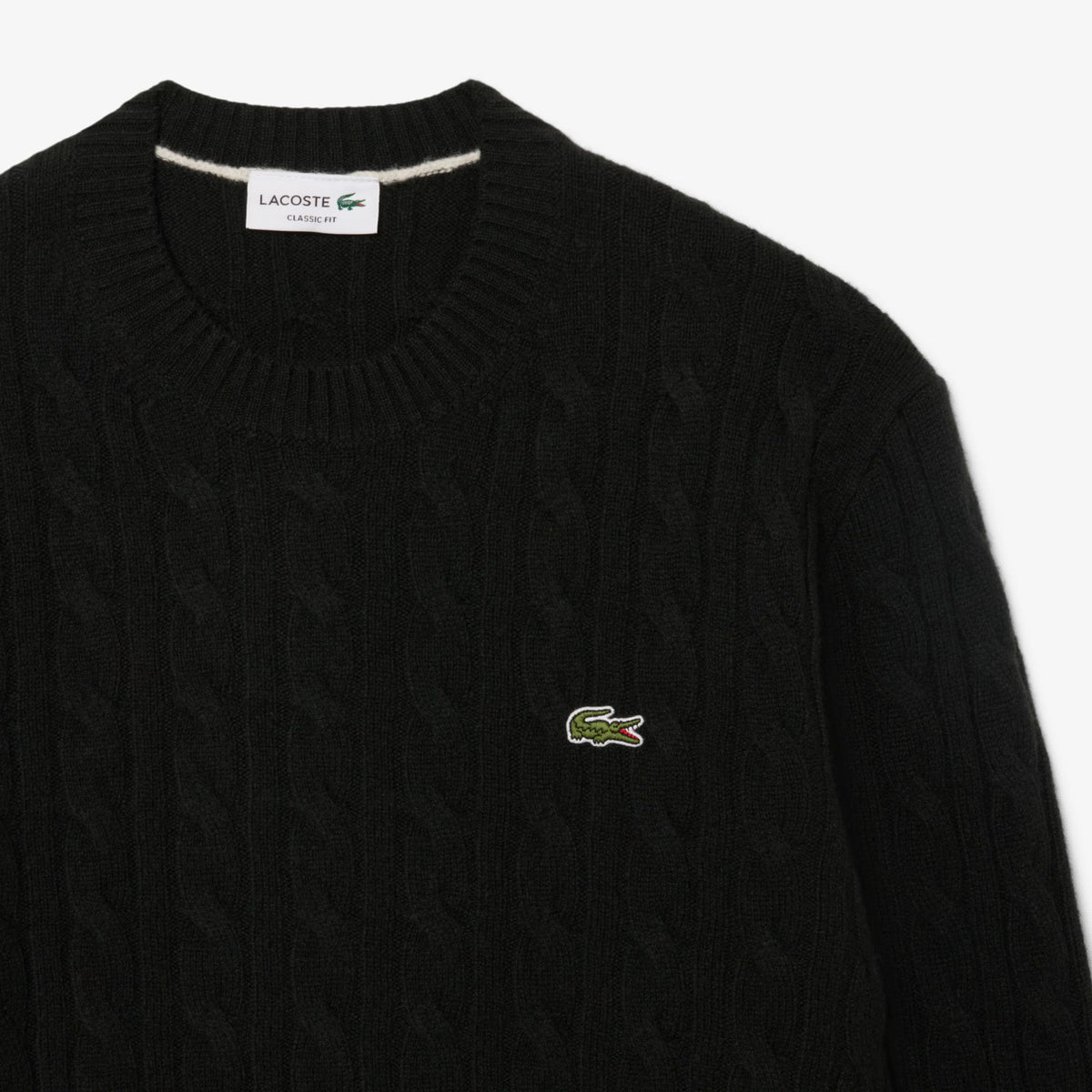 LACOSTE Camisola de malha e de lã cardada com decote redondo