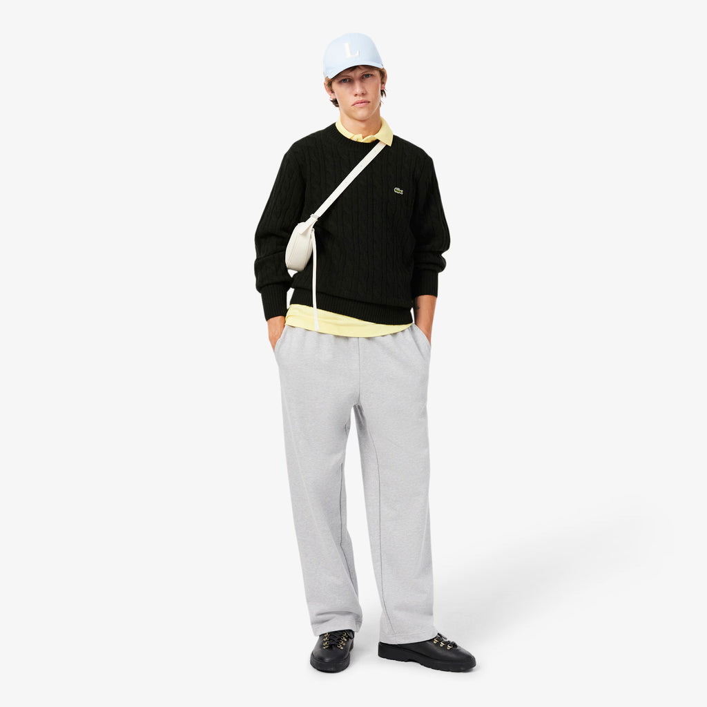 LACOSTE Camisola de malha e de lã cardada com decote redondo