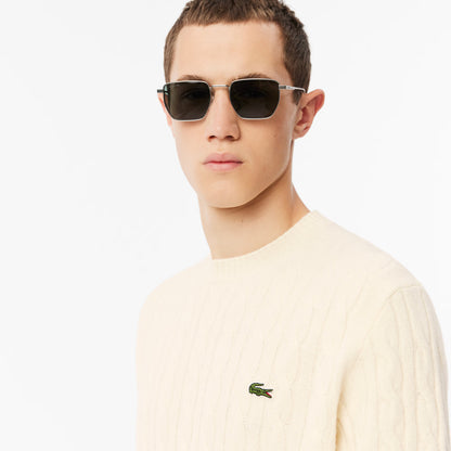 LACOSTE Camisola de malha e de lã cardada com decote redondo - CARISMAstore