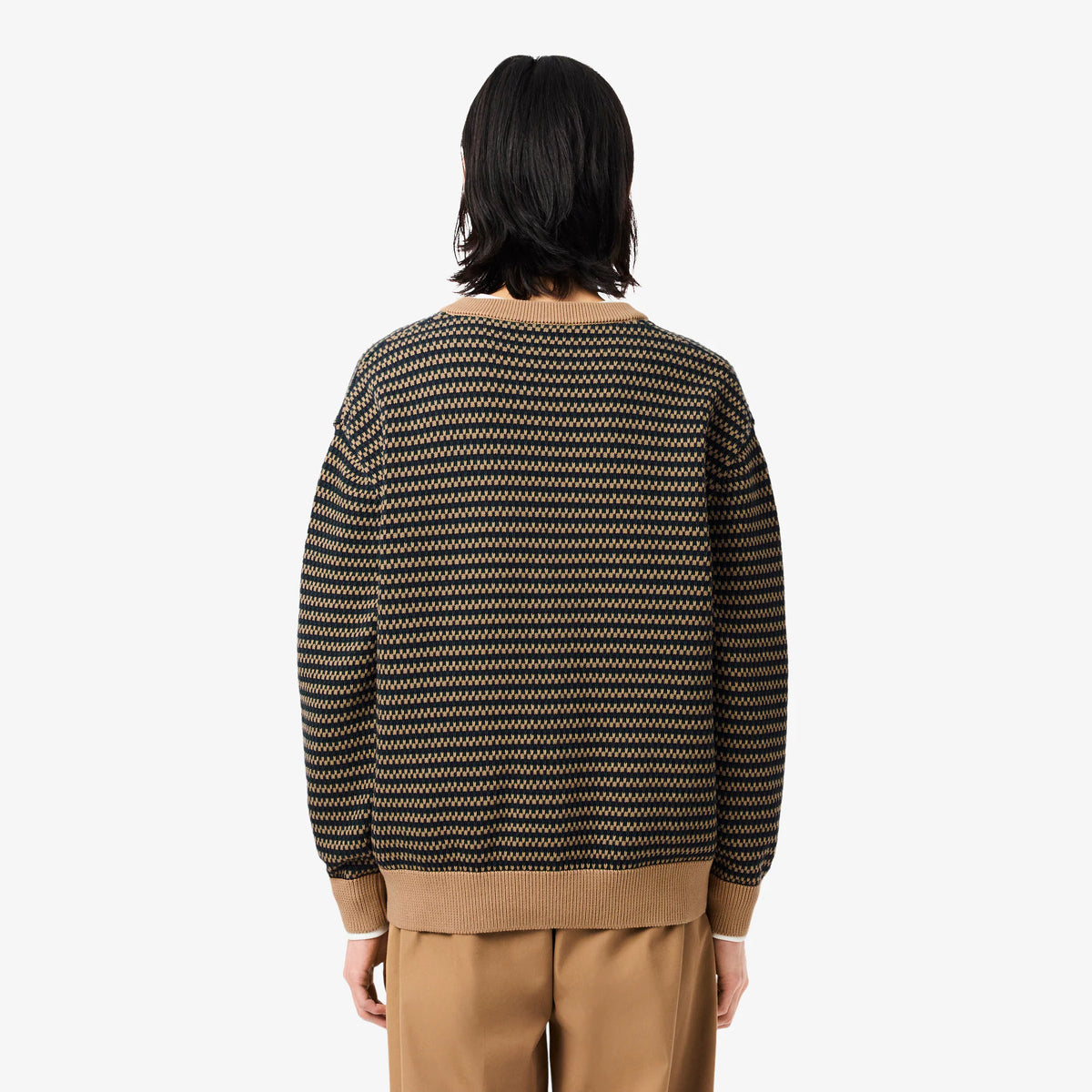 LACOSTE Cardigan de malha texturizada relaxed fit