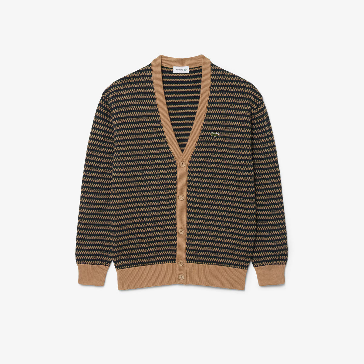 LACOSTE Cardigan de malha texturizada relaxed fit