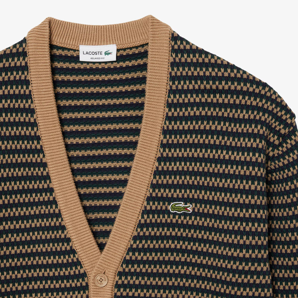 LACOSTE Cardigan de malha texturizada relaxed fit