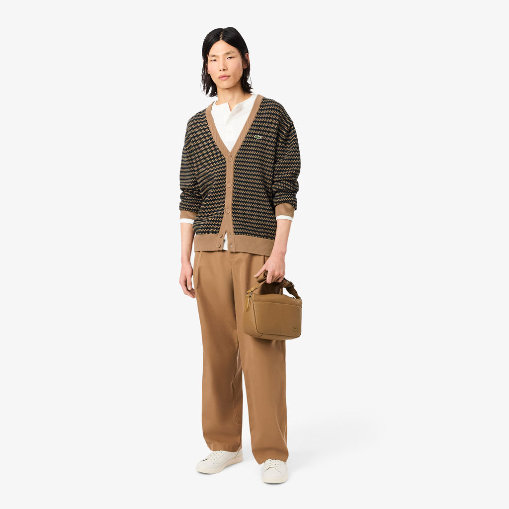LACOSTE Cardigan de malha texturizada relaxed fit