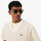 LACOSTE Colete em malha jacquard listrado