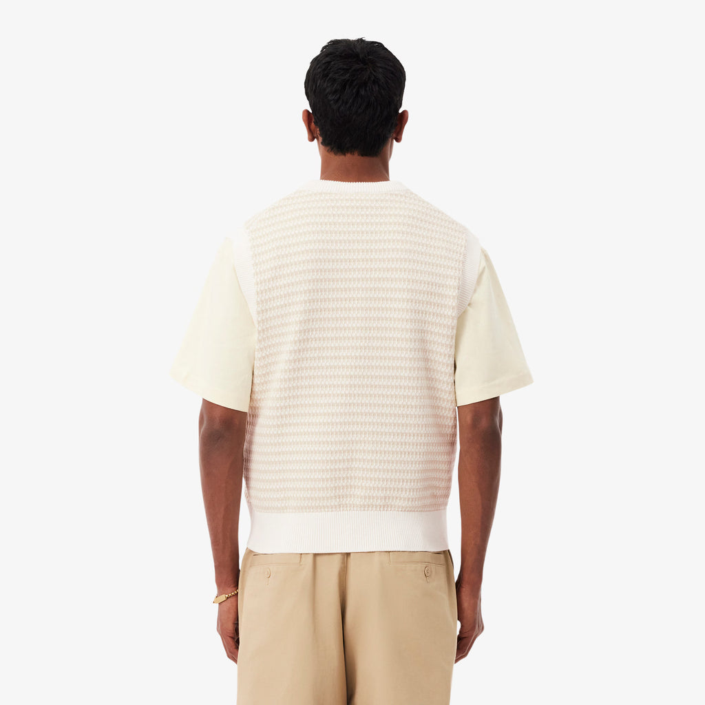 LACOSTE Colete em malha jacquard listrado