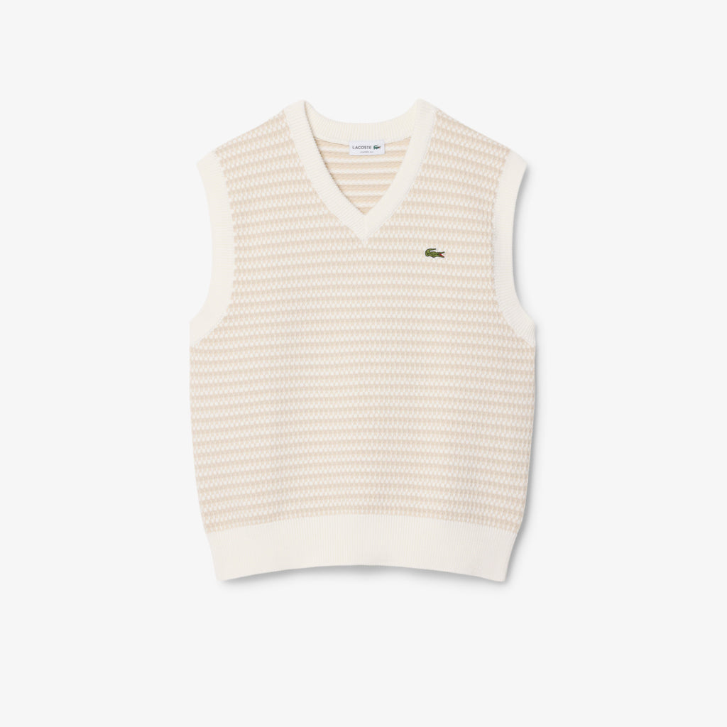 LACOSTE Colete em malha jacquard listrado